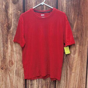 DKNY Red Crew Neck T-Shirt Size L